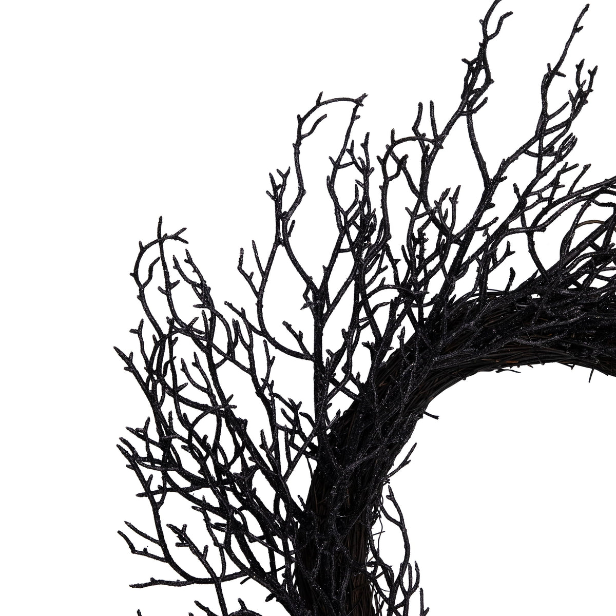 Northlight Glittered Twig Artificial Halloween Wreath - 24" - Black - Unlit