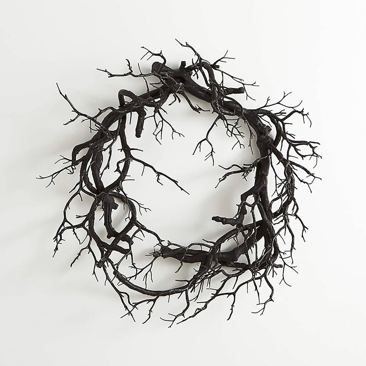 18 Inch Black Twig Halloween Wreath for Front Door - Artificial Dead Branch Garland for Indoor Outdoor Party Home Decor