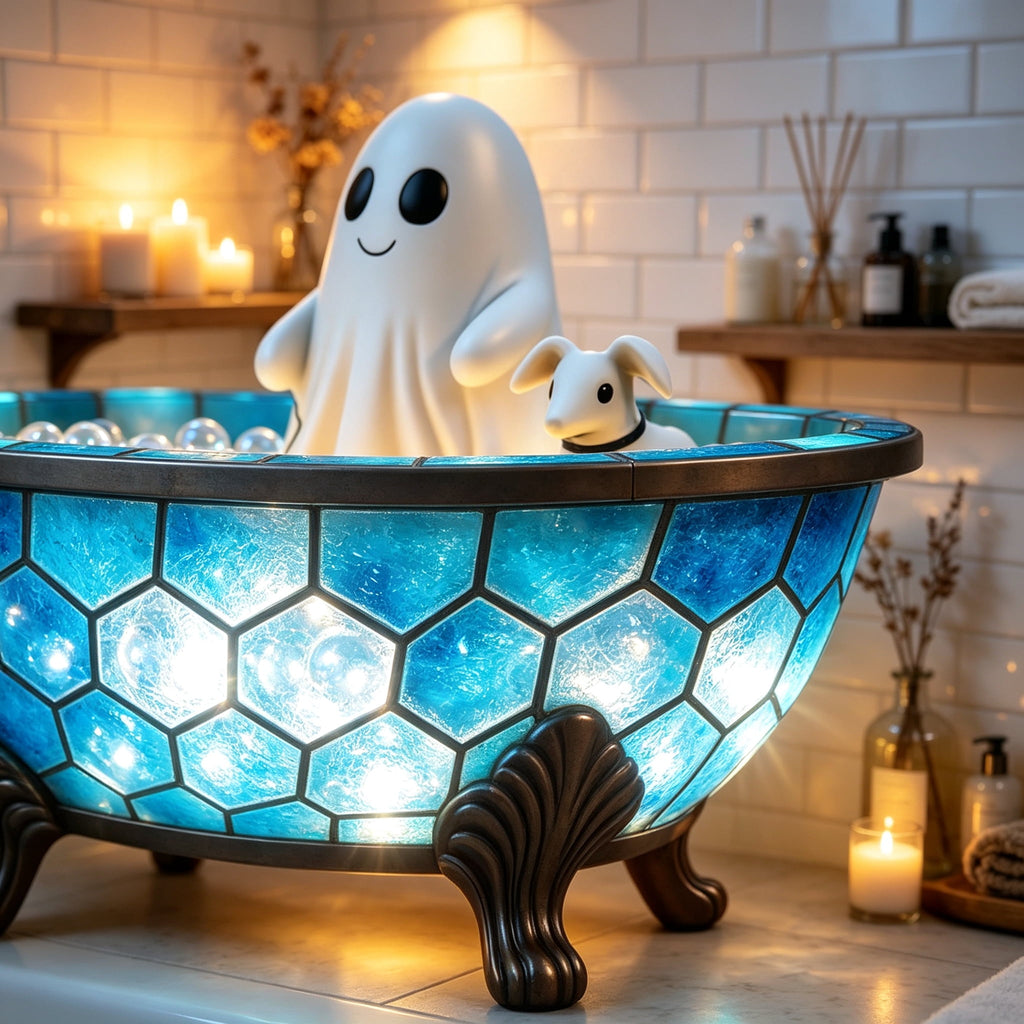 Gifts Under $20 Ghost Campfire Night Light, Flickering Flame Nightlight, Halloween 3D Cute Spooky Marshmallow Ghost Decoration for Bedroom, Spooky Season Home Halloween Decor for Ki*ds Adults