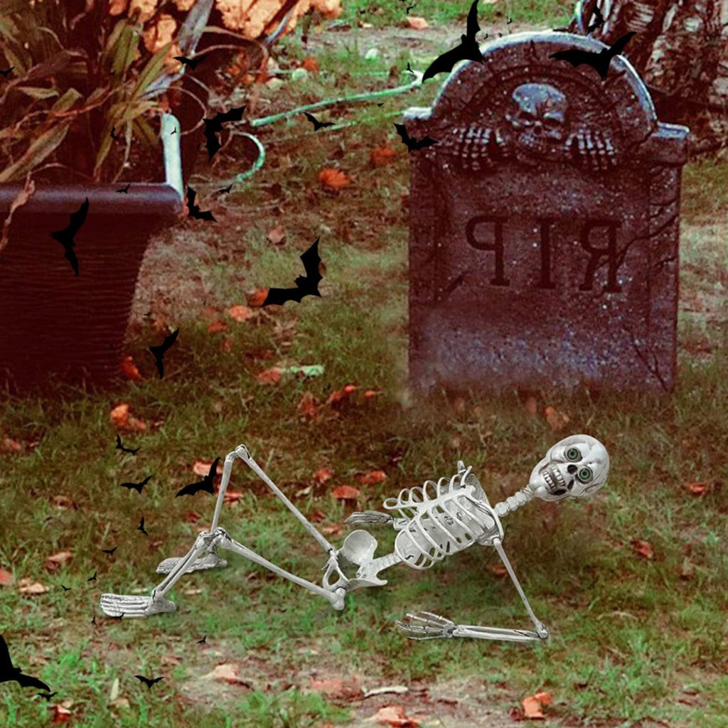 Life-Size Posable Halloween Skeleton - Realistic Human Skeleton with Movable Joints for Indoor/Outdoor Haunted House & Party Decor