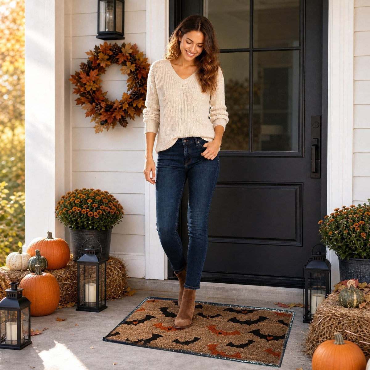 Halloween Door Mat Classic Print Skidproof Mat 15.75x23.62in Polyester Skidproof & Dirt Trapping for Front Door Porch Entryway by MPOISVA