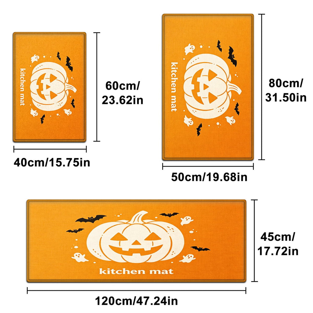YIMEIS Halloween Orange Ghost Pumpkin Black Cat 1Pc Flannel Mat & Kitchen Rugs,Soft Non-slip,16''×24'' Inches,for Entryway Bathroom