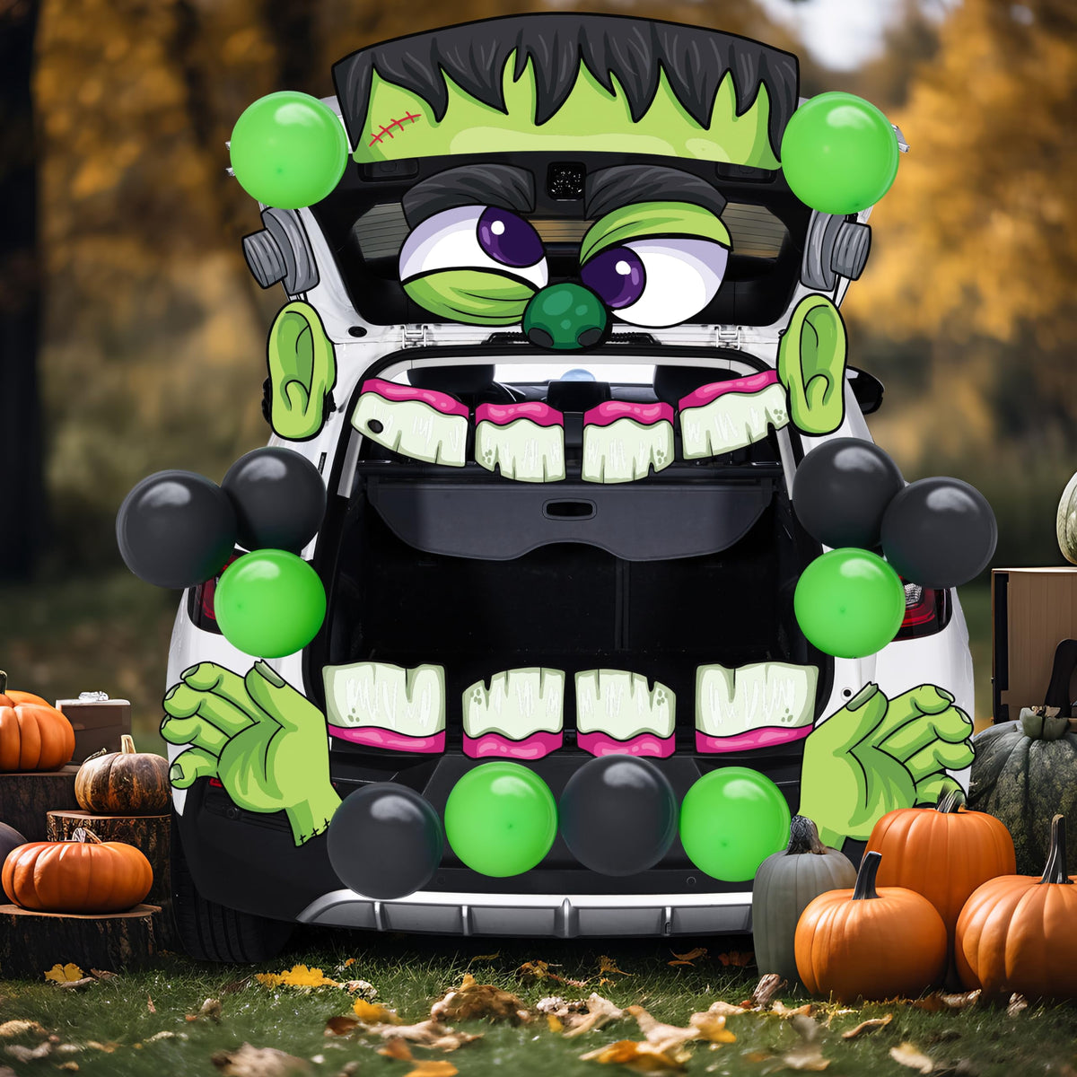 Joyfy Halloween Trunk or Treat Car Decorations Kit,Halloween Car Decorations Car Archway with Frankenstein Theme,Trunk or Treat Decorations for Suv,Halloween Outdoor Garage Door Party Decor