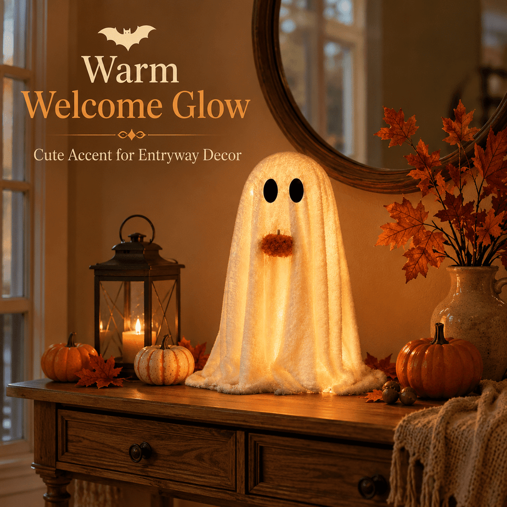 Diceymbol 11.81 Inch Halloween Ghost Night Light, Witch Hat Ghost Lamp with Jack O Lantern, Halloween Decorations Indoor for Table Mantel Party Decor