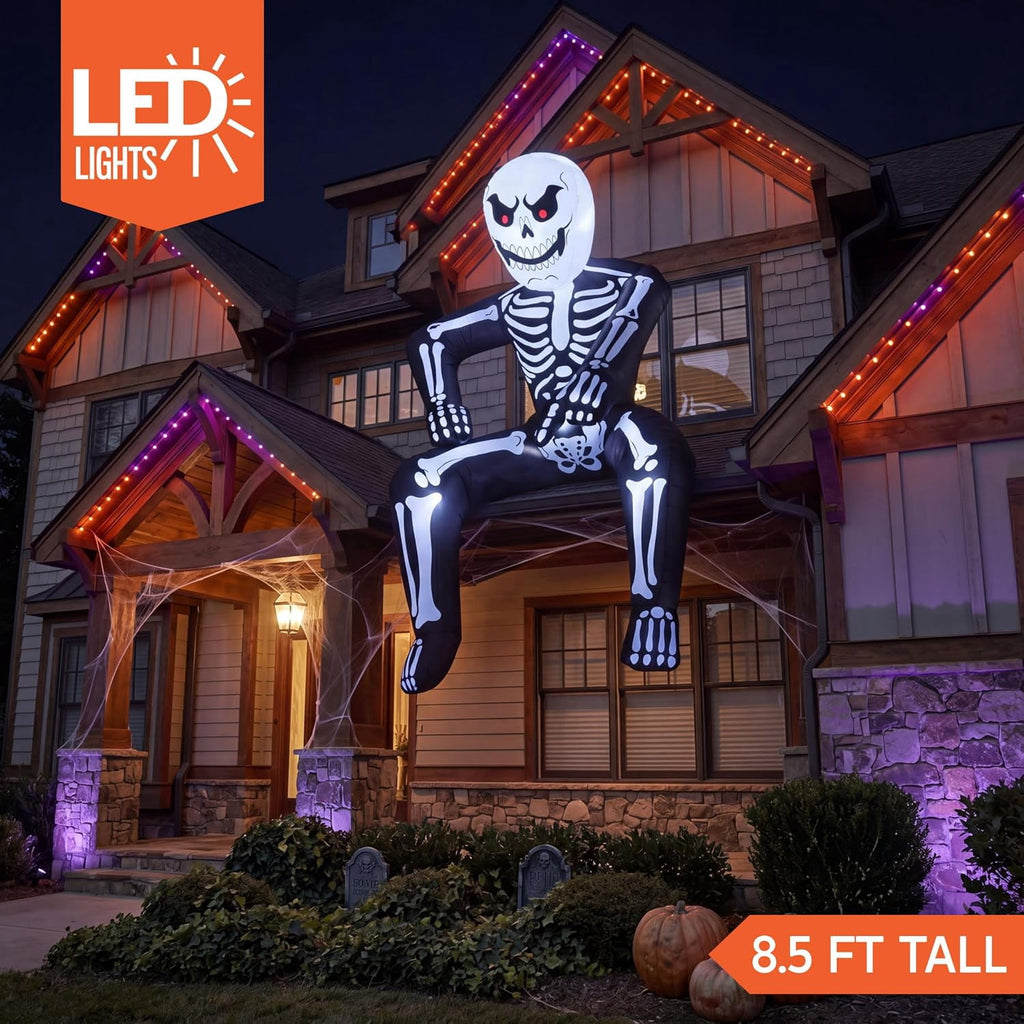 Joyfy 4.5 FT Halloween Inflatable Decorations Outdoor Scary Flying Ghost Broke Out from Window with Built-in LED Blow Up Inflatable for Window Decoration Yard Garden Lawn Decor