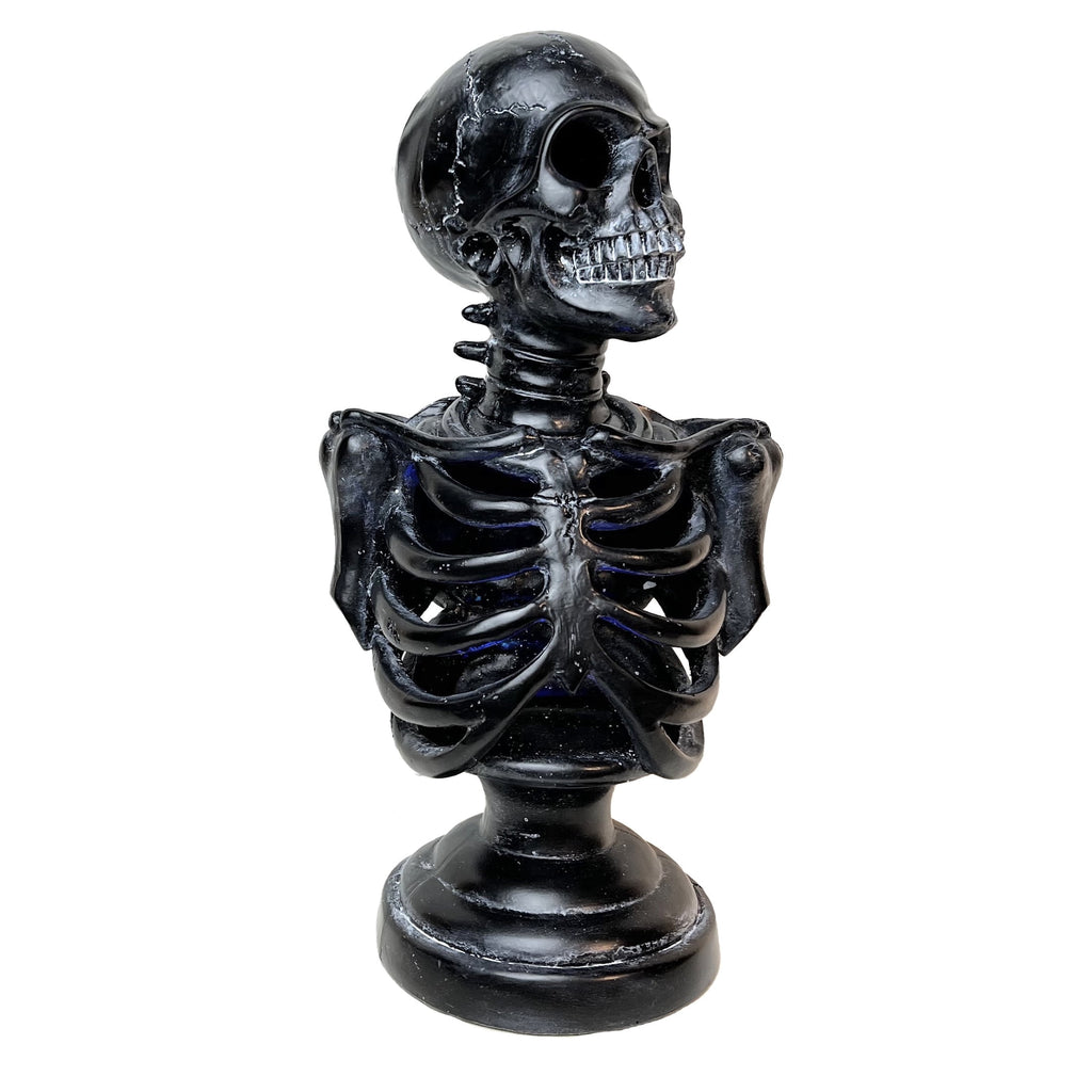 Light-Up Battery-Operated Faux Skeleton Bust, Black, 12", Halloween by Way To Celebrate