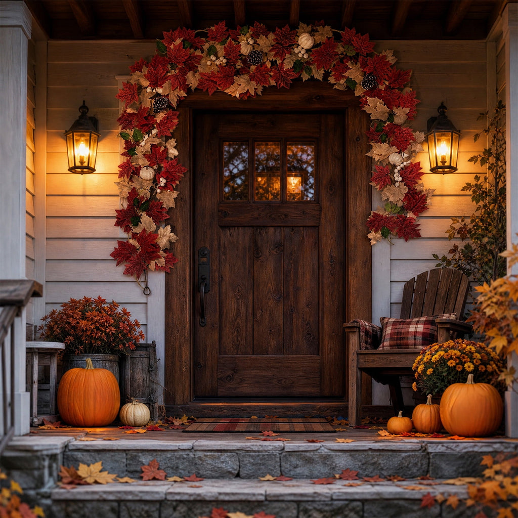 SPOORYYO 2Pcs Fall Maple Leaves Stems for Vase, Artificial Autumn Fake Leaves Decor, Maple Leaf Bushes Shrubs for Thanksgiving Halloween Home Farmhouse Table Centerpiece, 12.99" x 7.87"