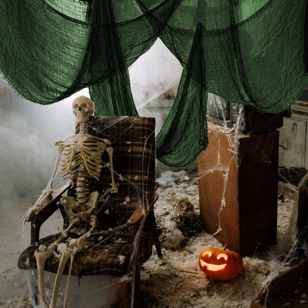 CQHVKQ 5 Pack of Halloween Creepy Gauze Cloth Decoration Set, Indoor Outdoor Black Scary Halloween Gauze Tapestry Decor, Spooky Decorations for Home, Yard, Haunted House & Party Supplies, 72" x 30"