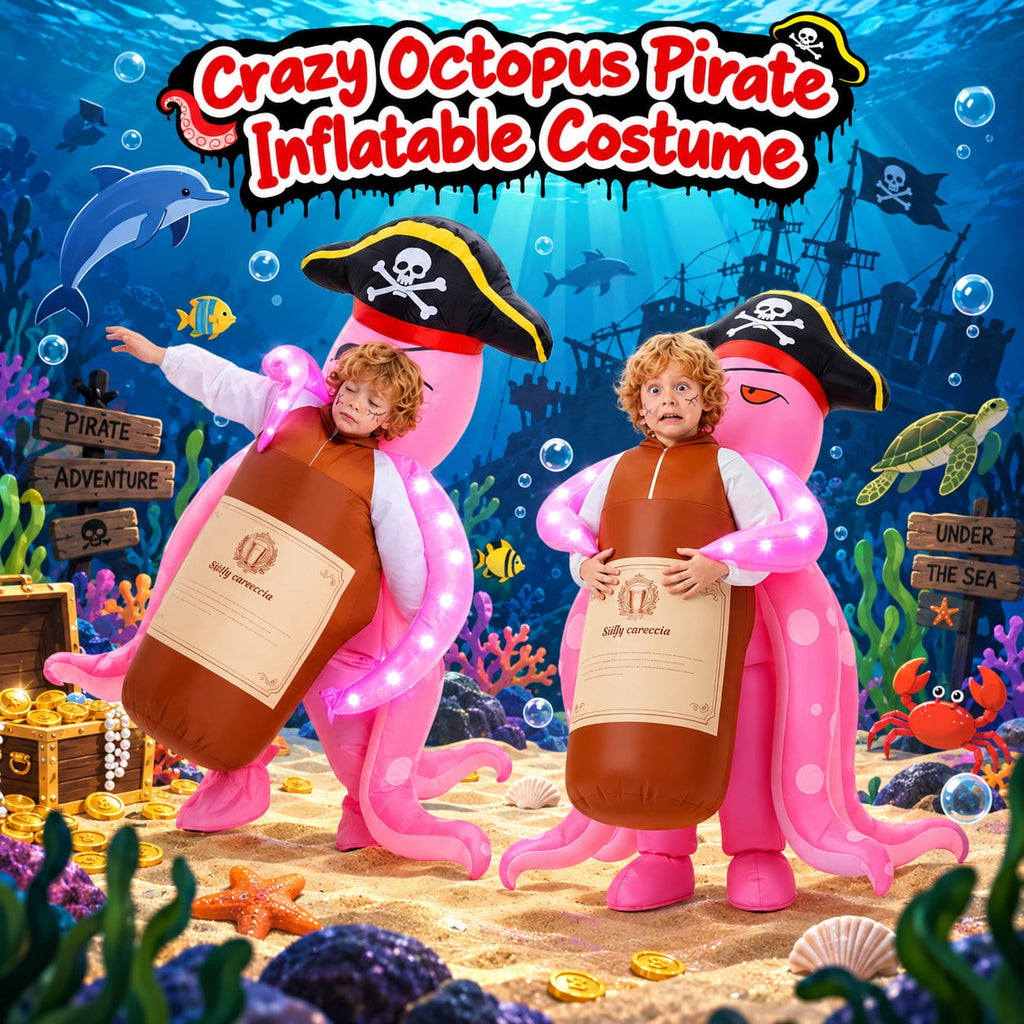 WonderStone Axolotls Inflatable Costume with LED Lights, Halloween Ride-on Costume, Blow-Up Dragon Onesie for Cosplay Party, Suitable for Kids Ages 7-12