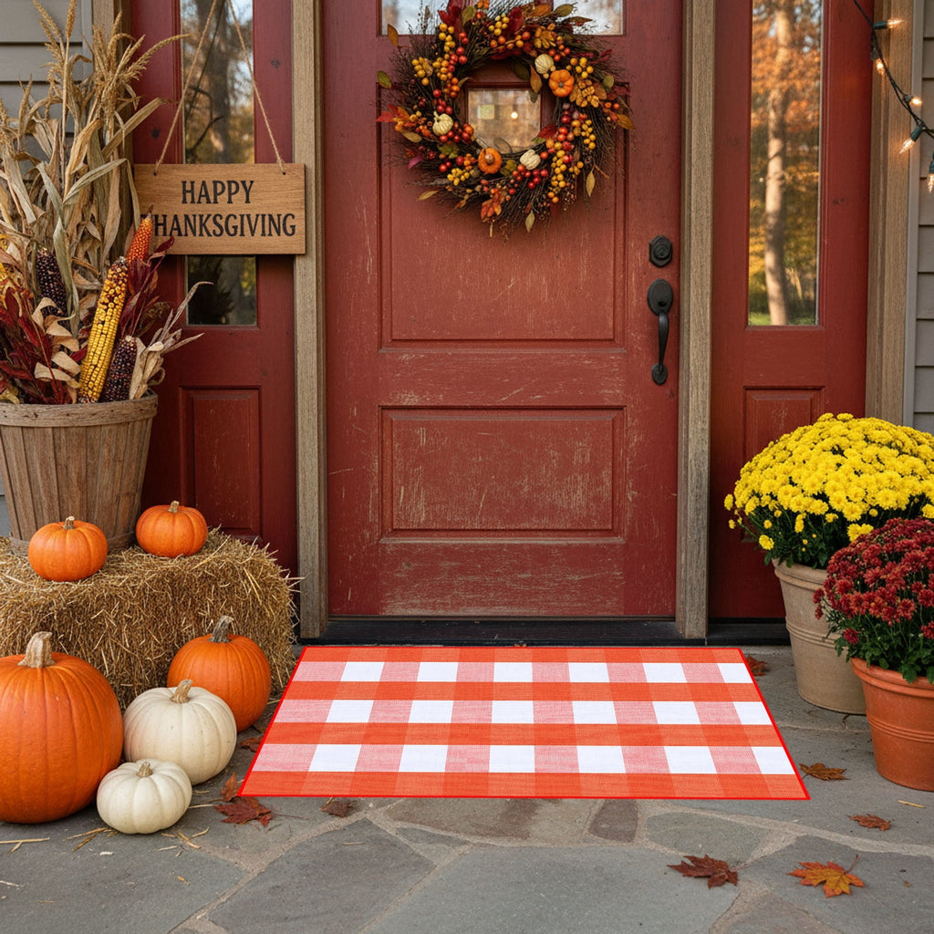 sruoe Halloween Door Mat Durable Non-Slip Halloween Decorations Outdoor, Outdoor Rugs for Patio with Rubber Backing, Front Porch Entryway, Easy Clean Absorbent Fade-Resistant.