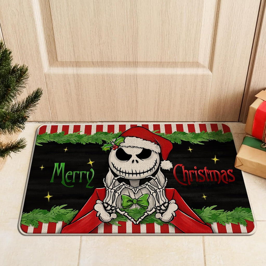 Jack Skeleton Door Mat 30x17 inch, Nightmare Christmas Welcome Doormat, Nightmare Christmas Gfits, Nightmare Christmas Decor