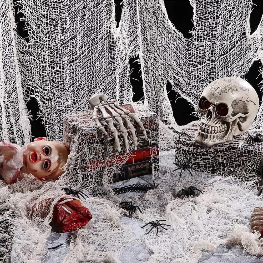 CQHVKQ 5 Pack of Halloween Creepy Gauze Cloth Decoration Set, Indoor Outdoor Black Scary Halloween Gauze Tapestry Decor, Spooky Decorations for Home, Yard, Haunted House & Party Supplies, 72" x 30"