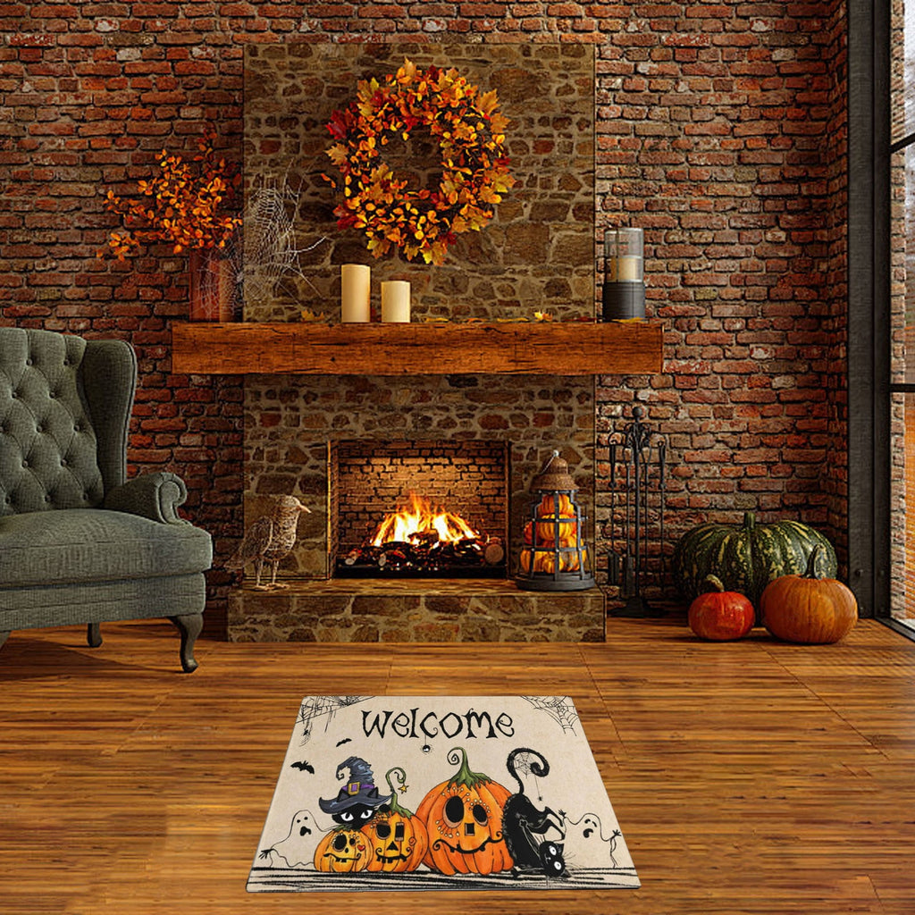 PEIBang Halloween Door Mat,Pumpkins Outdoor Rug Bathroom Doormat,Decorative Front Doormat Indoor Outdoor for Home Decor