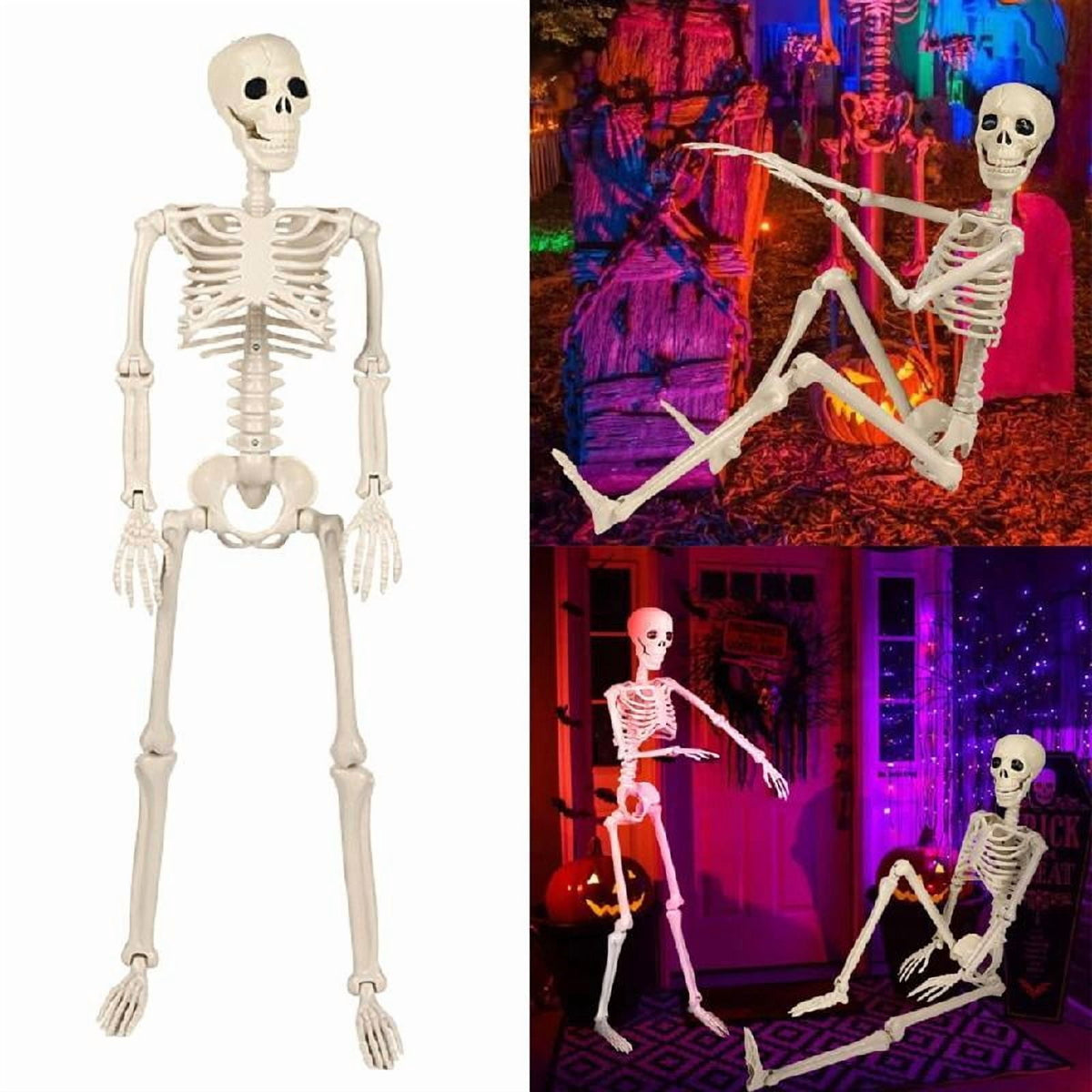 Tizuqe Poseable Halloween Skeleton with Movable Joints Realistic Full Body Bone Ornament Eerie Outdoor and Indoor Decoration