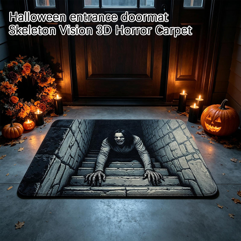 Scary Halloween Decorations Outdoor Spooky 3D Visual 20 Inch Floor Mat Halloween Home Decor Indoor Halloween Front Door Decor Creepy Themed Entrance Rug Deep Grey, 1 Pack