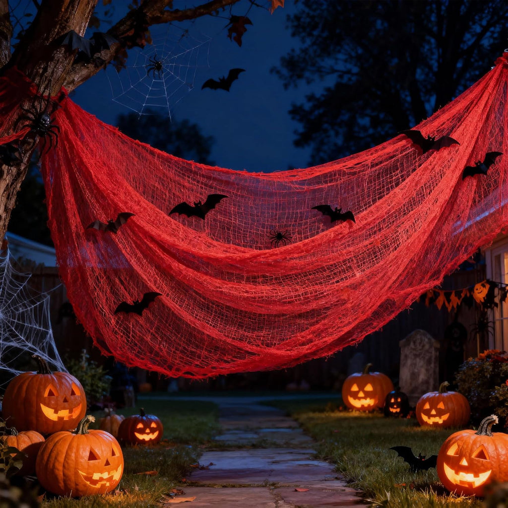 CQHVKQ 5 Pack of Halloween Creepy Gauze Cloth Decoration Set, Indoor Outdoor Black Scary Halloween Gauze Tapestry Decor, Spooky Decorations for Home, Yard, Haunted House & Party Supplies, 72" x 30"