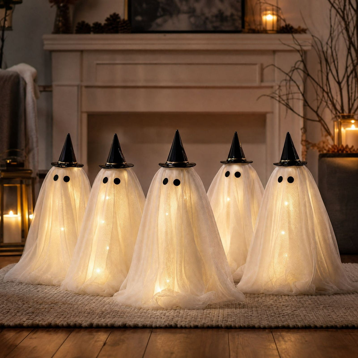 Lighted Halloween Ghost Candy Bowl, Cute LED Ghost Holding Pumpkin Candy Bucket for Trick or Treat, Outdoor Halloween Decorations for Front Porch, Indoor Yard Patio Halloween Decor
