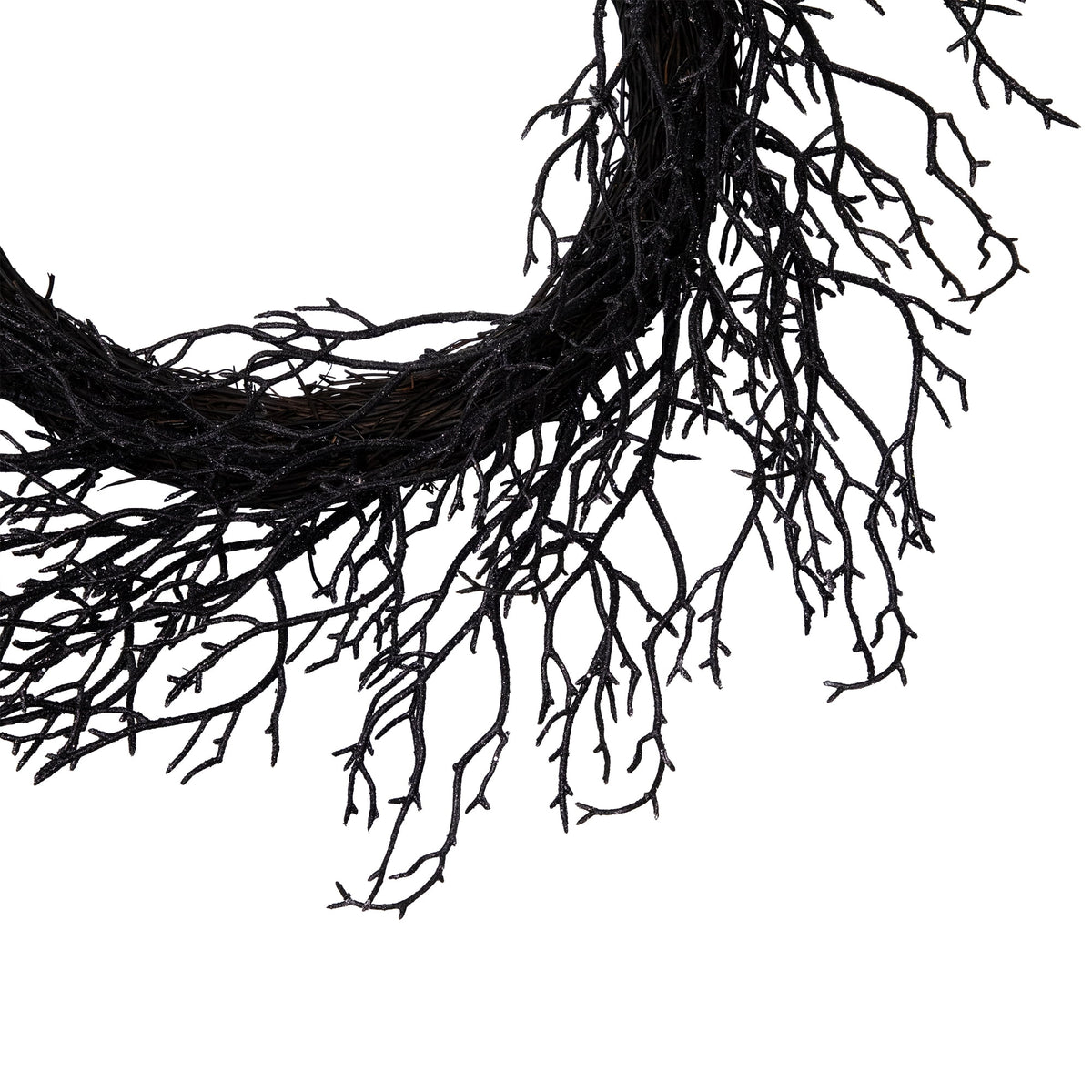 Northlight Glittered Twig Artificial Halloween Wreath - 24" - Black - Unlit