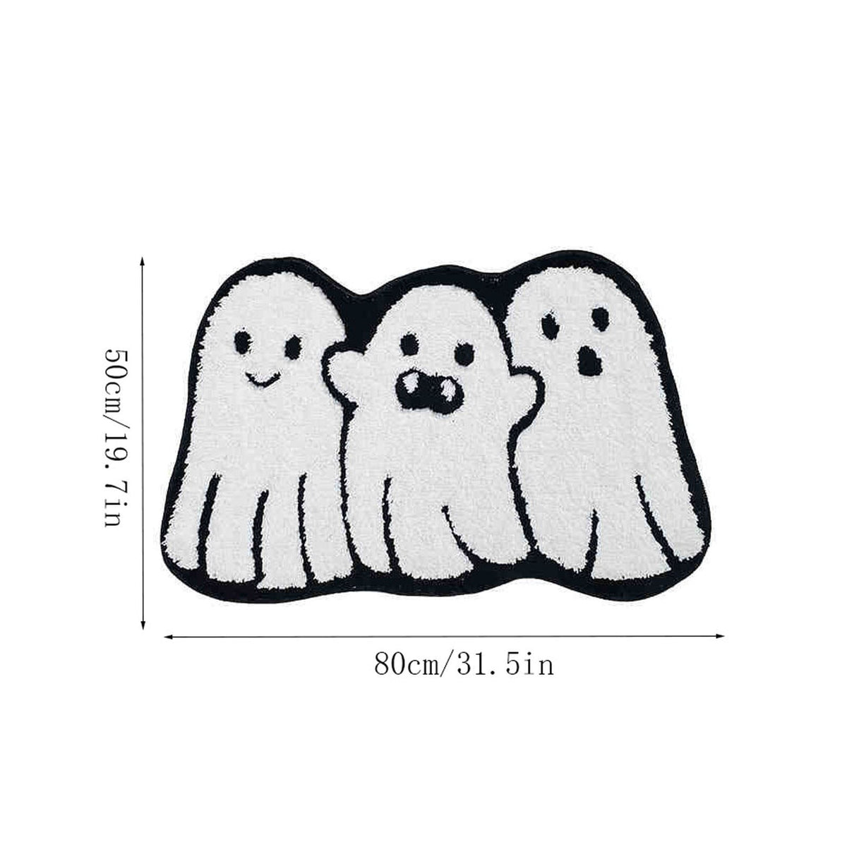 Halloween Bath Mat Ghost Multicolor Irregular Mat 27.56x17.72in Polyester Skidproof & Absorbent for Bathroom Entryway Living Room Halloween Door Mat by MPOISVA