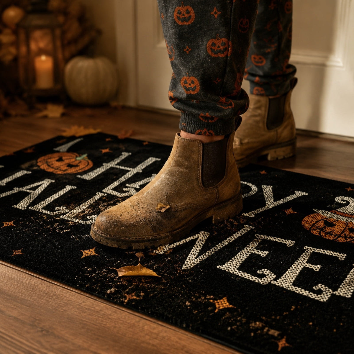 sruoe Fall Door Mat Non-Slip Durable Halloween Decor, Halloween Door Mats for Outdoor with Rubber Backing, Porch Patio Entryway, Easy Clean Absorbent Low-Profile Fade-Resistant.