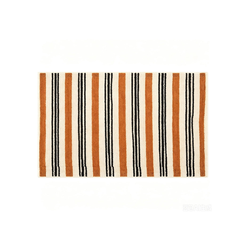 Halloween Fall Bathroom Rug, Vertical Striped Plush Floor Mat, Neutral Terracotta Entryway Doormat for Indoor Home Decor