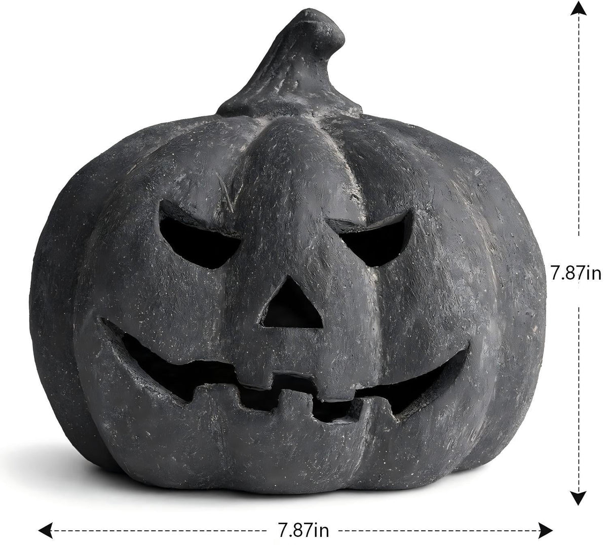 Halloween Decorations Outdoor - Fall Decor - 9.8"H Black Handmade Resin Jack O Lantern Pumpkin - Indoor Outside Gothic Festival House Centerpiece Decoration for Table Garden Living Room Mante
