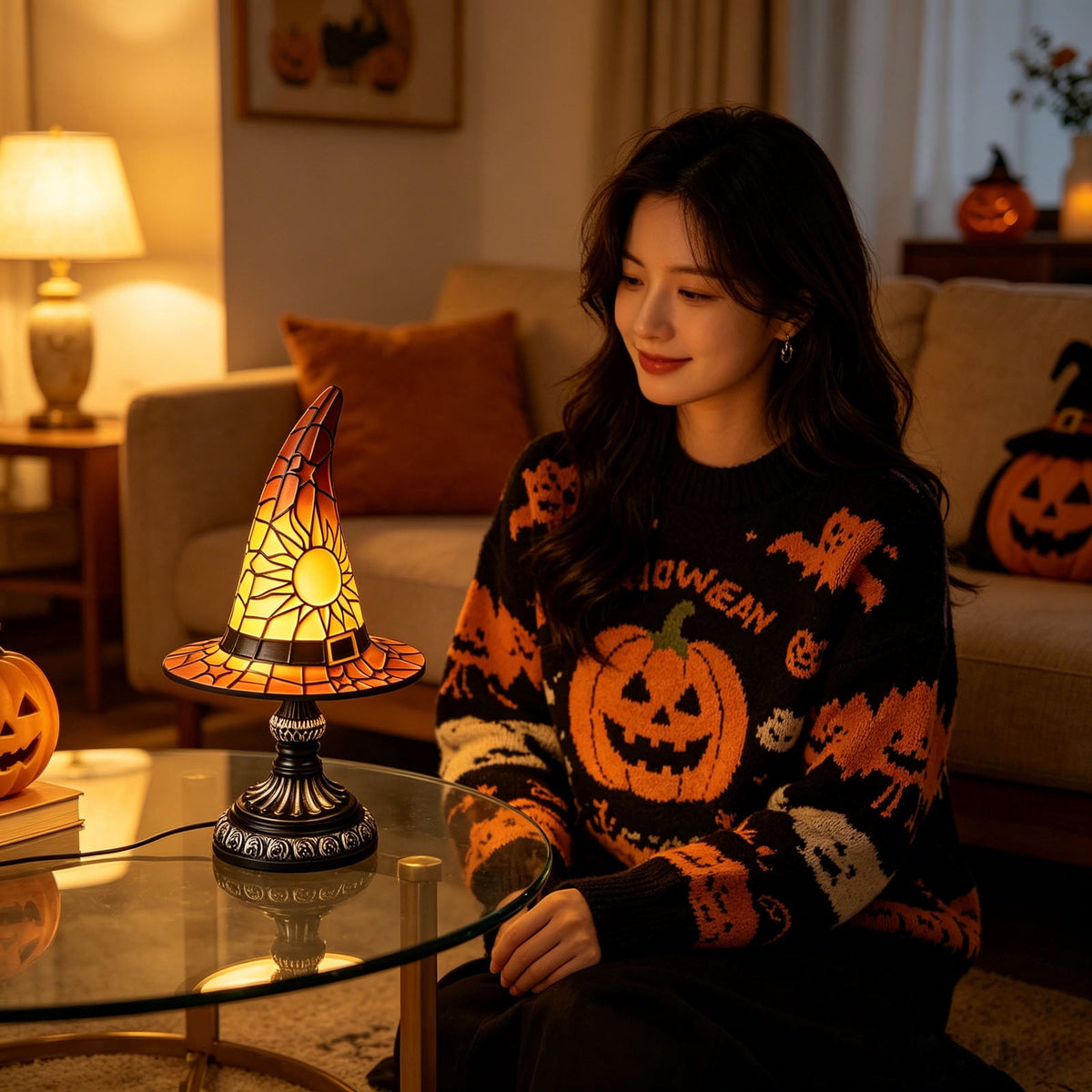 Halloween Ghost Night Light, Cute Ghost Playing The Guitar Lamp, Ghost Warm Lighted Figurine Lamps for Party Bedroom Study Room Home Dorm, Halloween Decor Indoor