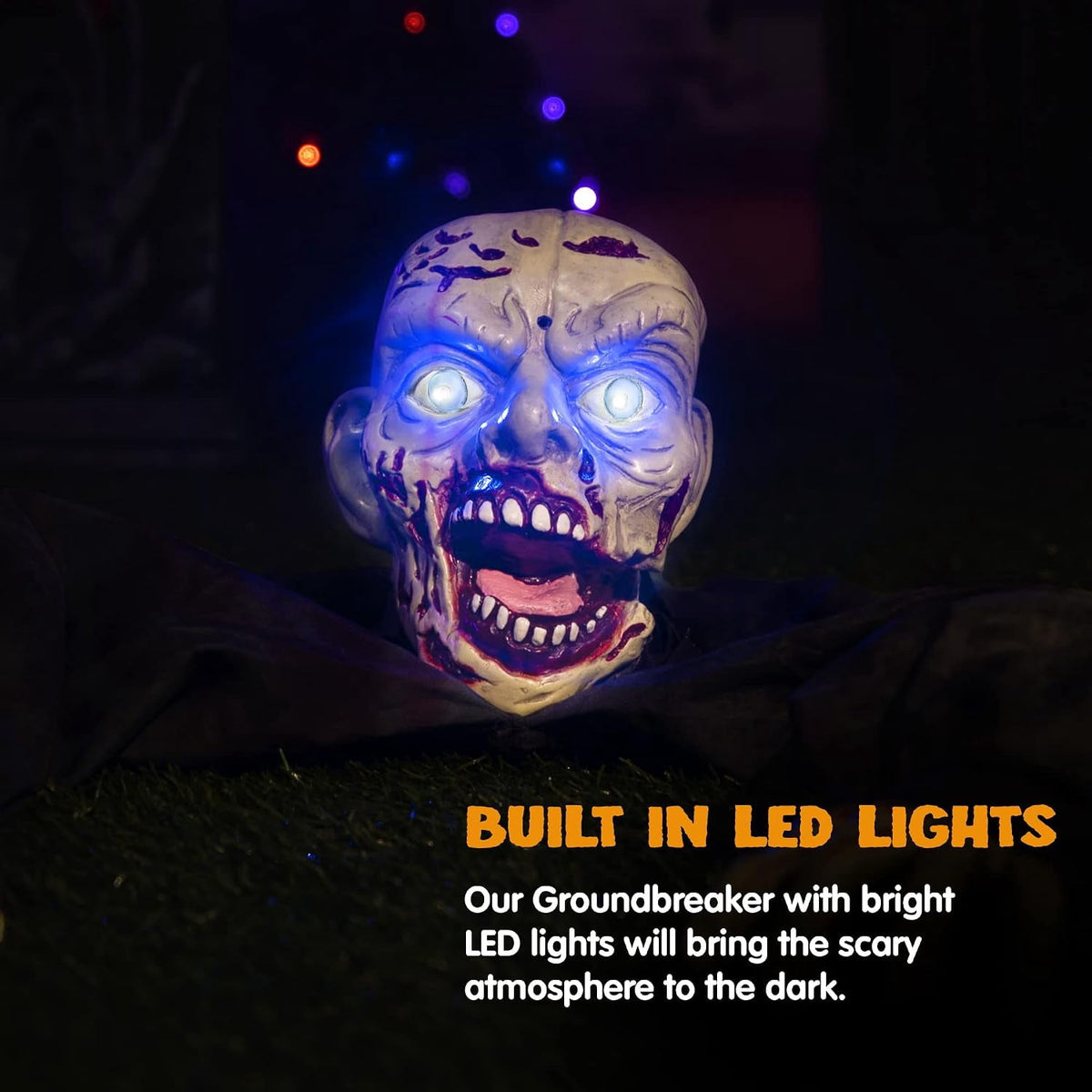 Joyfy Halloween Groundbreaker Halloween Decorations Zombie with Sound and Flashing Eyes,Outdoor Scary Halloween Yard Decorations,Haunted House Decorations