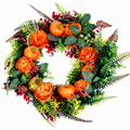 17.71 Inch Autumn Wreath with Pumpkin Leaves and Berries for Halloween Thanksgiving