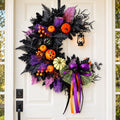 Halloween Wreath for Front Door, Crescent Wreath Moon, Black Gothic Spooky Outdoor Décor