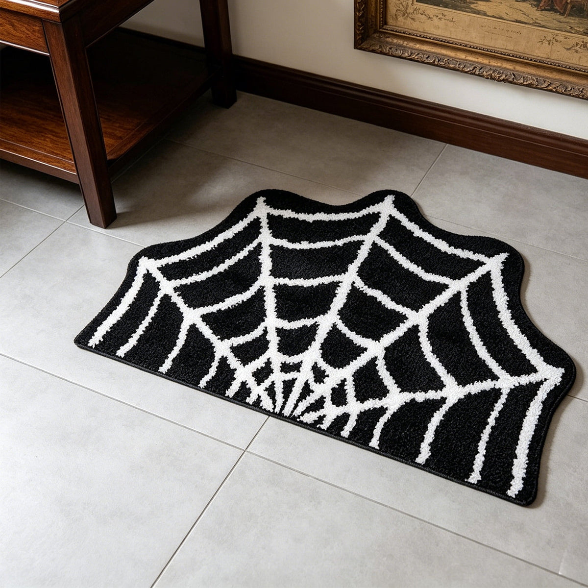 Halloween Decor White Ghost Rug 24x16 inches, Handmade Tufted Fluffy Aesthetic Area Rugs, Cute Soft Cool Non Slip Floor Carpet Bath mat, Living Room, Bathroom, playroom, Kitchen