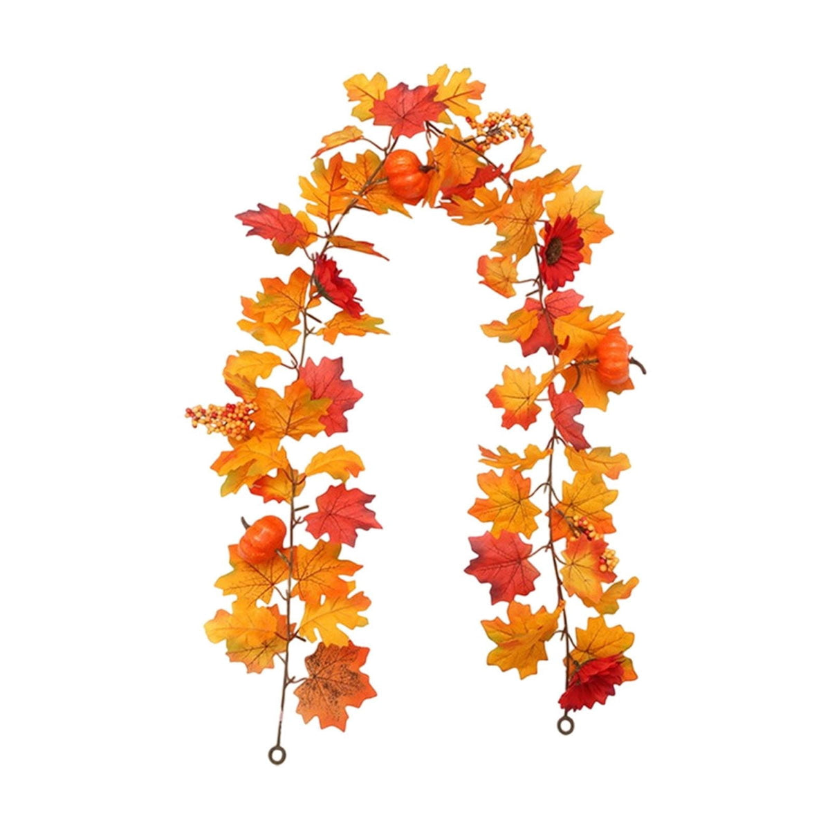 Sruoe Simulation Maple Leaf and Rattan Fall Garland for Holiday Stair Door, Greenery Garland for Garden Home Wall, Fake Plants Wreath Decoration for Thanksgiving Halloween, Orange