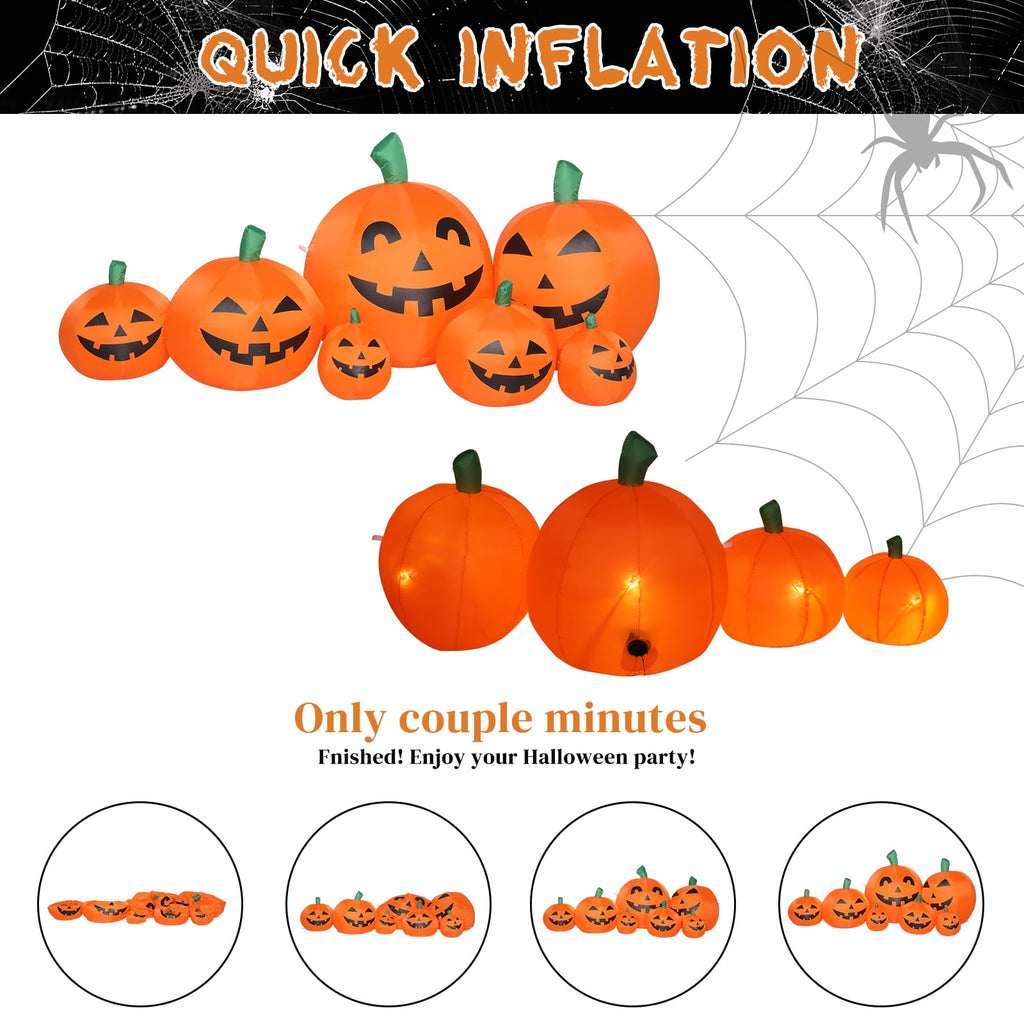 Zimtown 8 FT Halloween Inflatables Pumpkin, Halloween Decoration 5 Blow up Pumpkins,Ghost w/ Build-in LEDs for Halloween Party