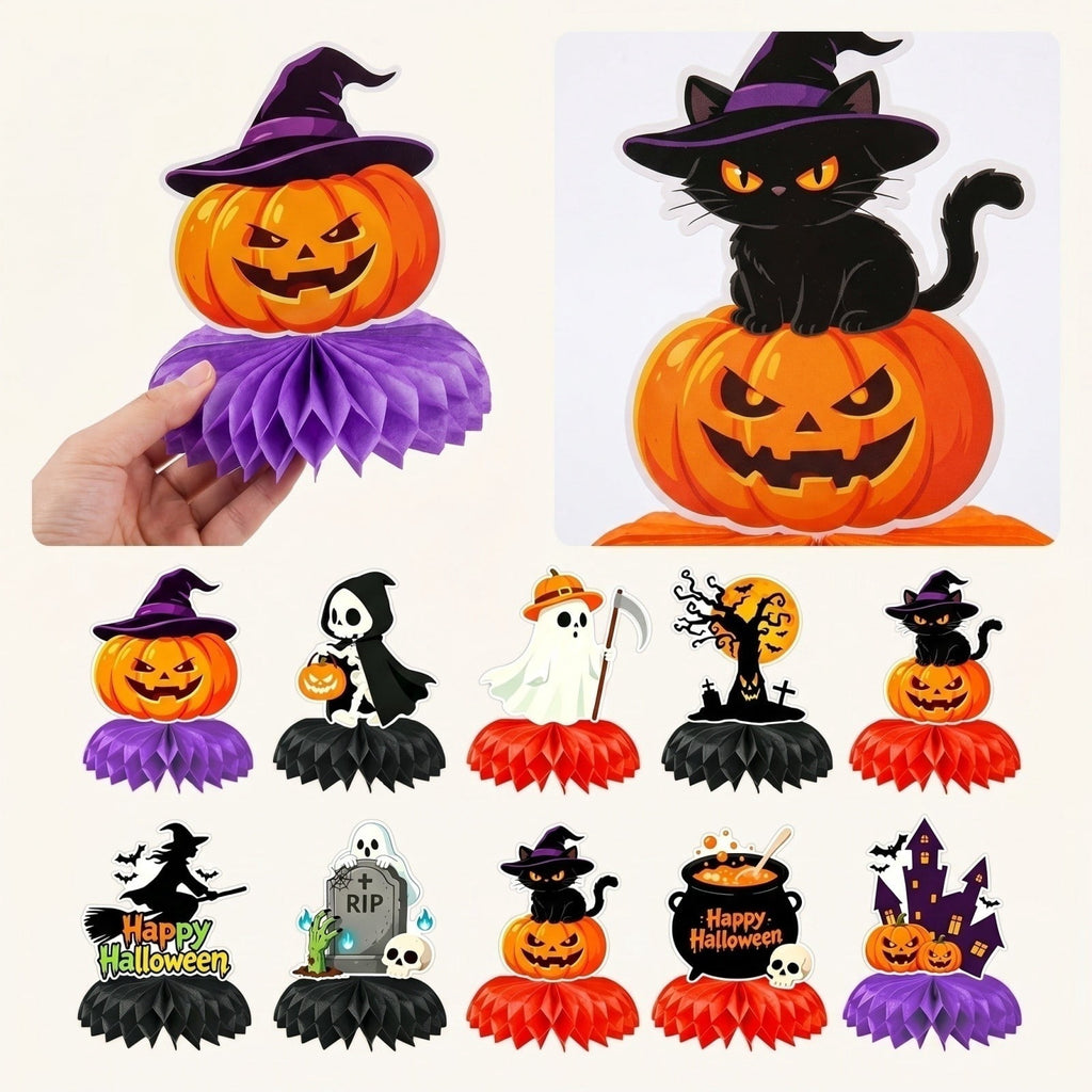 Table Centerpieces 9 Pack Honeycomb Halloween Themed for Indoor Parties Home Gatherings Seasonal Decor