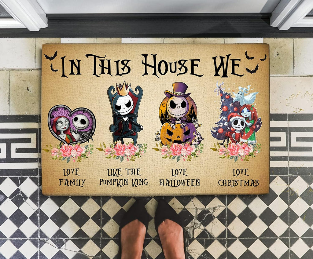 Jack Skeleton Door Mat 30x17 inch, Nightmare Christmas Welcome Doormat, Nightmare Christmas Gfits, Nightmare Christmas Decor