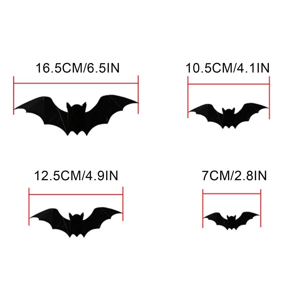 Moocorvic 16PC Halloween 3D Bats Decoration For Home Decor DIY Wall Decal Bathroom Indoor Hallowmas Party Supplies ,4 Different Sizes Realistic PVC Scary Black Sticker