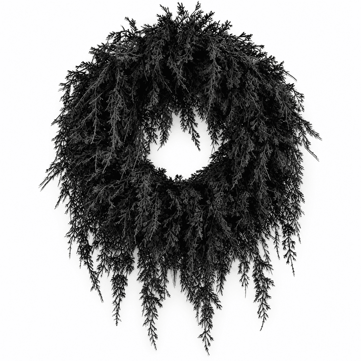 Kuokaa Black Twig Halloween Wreath with Wispy Branches and Bare Dark Silhouette, Round Front Door Decoration Spooky Gothic Fall Porch or Wall Decor