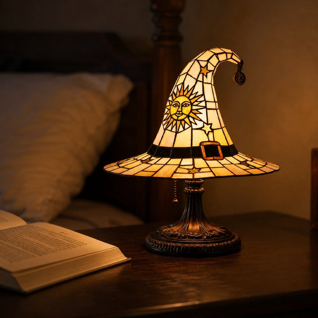 Clearance Witch Hat Lamp, Halloween Nigh Light Handcrafted Retro Resin Witch Hat Light, Usb Powered, Gothic Halloween Decorations for Bedroom