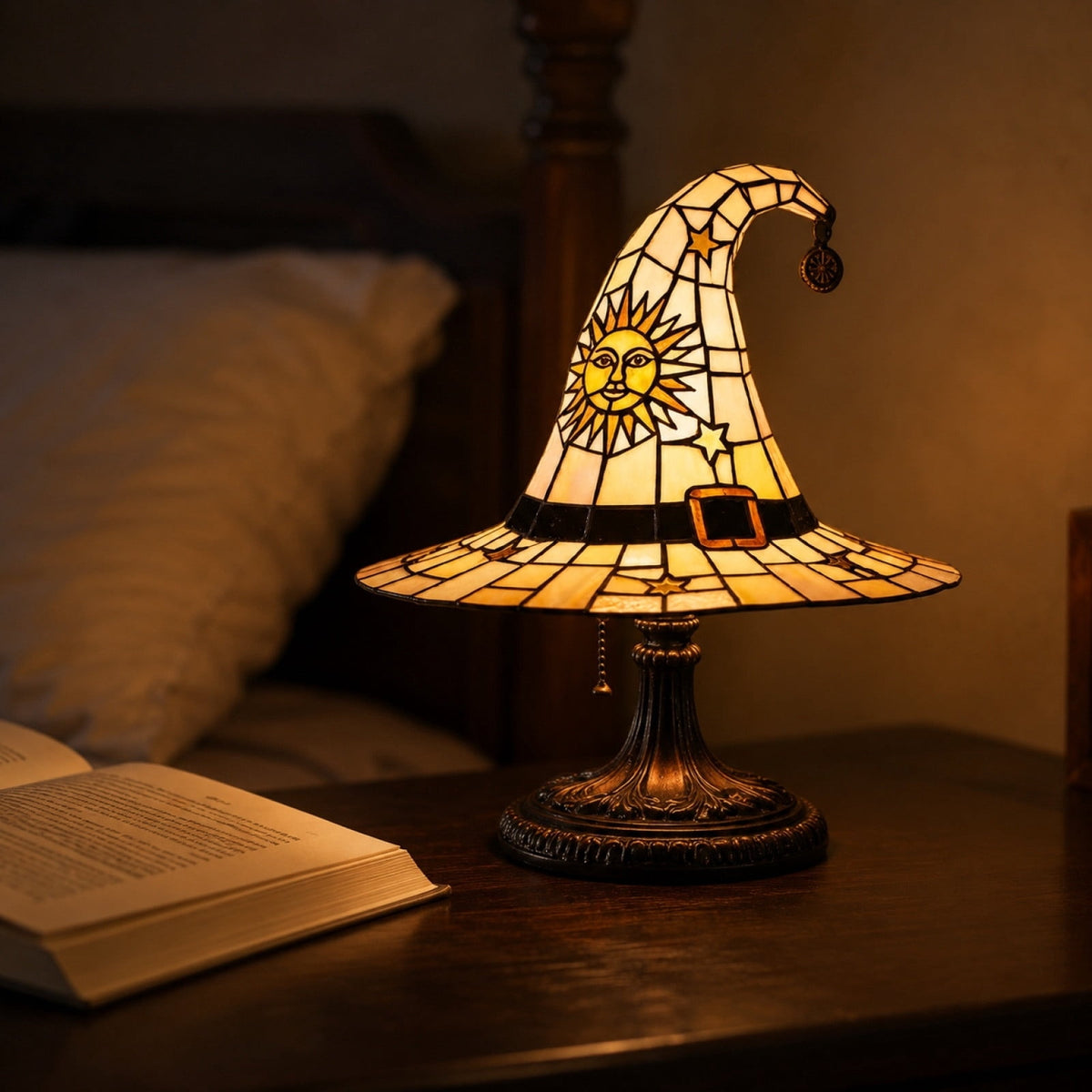 Clearance Witch Hat Lamp, Halloween Nigh Light Handcrafted Retro Resin Witch Hat Light, Usb Powered, Gothic Halloween Decorations for Bedroom