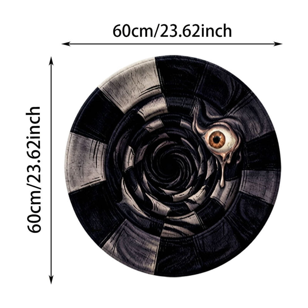 Win s Way 3D Illusion Round Halloween Rug Optical Illusion Doormat Non- Washable Entryway Decor Spooky Fall Front Door Mat for Party Decoration Available in 15.8/23.6/31.5 Inch