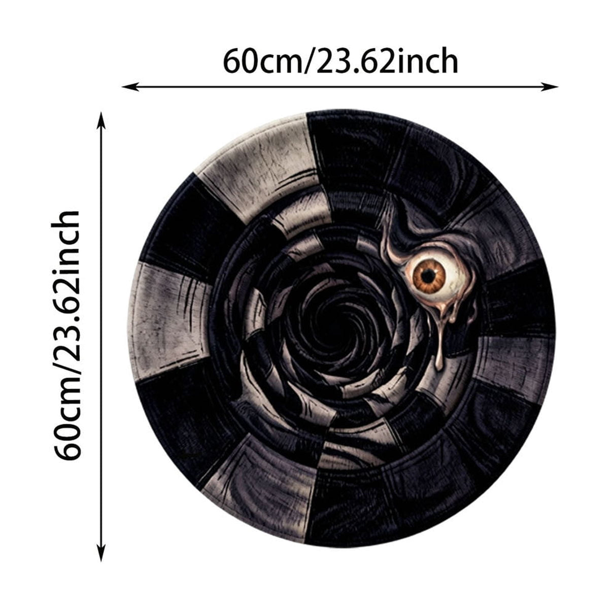 Win s Way 3D Illusion Round Halloween Rug Optical Illusion Doormat Non- Washable Entryway Decor Spooky Fall Front Door Mat for Party Decoration Available in 15.8/23.6/31.5 Inch