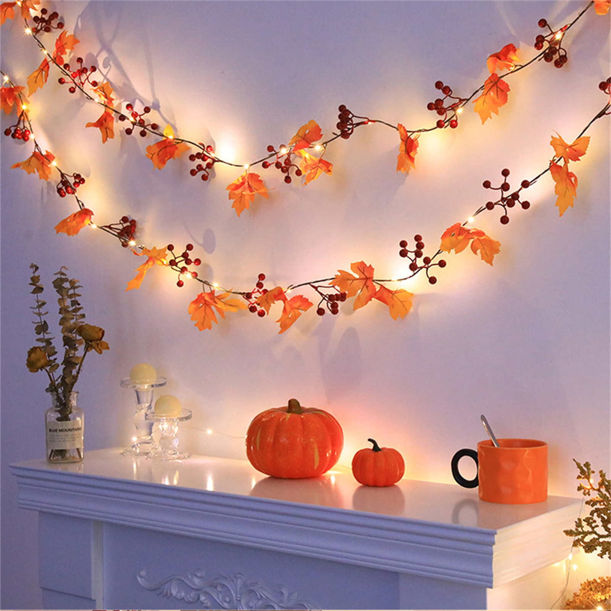 CuiLiyq Halloween Tinsel Garland, 78.7 Inch Black Purple Silver Foil with Bats and Ghosts, Party Decor for Mantel, Staircase, Doorway