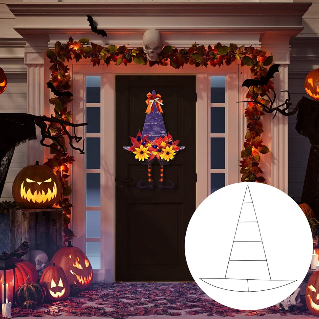 HEXBOOYOO Clearance Witch Hat Shaped Metal Wire Wreath Frame Hat Shape Wreath Form DIY Halloween Floral Form Ring for Garden Holiday DIY Making Crafts Accessories