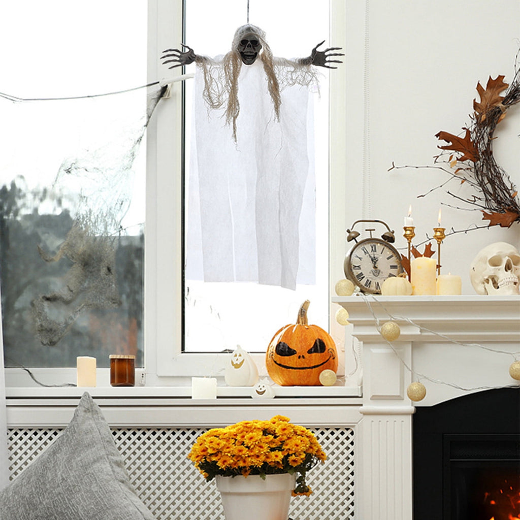 Wadada Halloween Hanging Grim Reapers, Halloween Skeleton Flying Ghosts for Halloween Outdoor Decoration, Haunted Haunted House Prop, Halloween Party Supplies Decor (17x13 Inch, With Suction Cups)