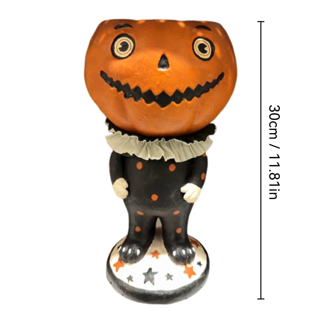 Halloween Decoration Ghost Figurine 11in Resin Ghost Statues with Pumpkin Candy Bowl for Outdoor Indoor Front Door, Porch Yard Lawn Party Decor