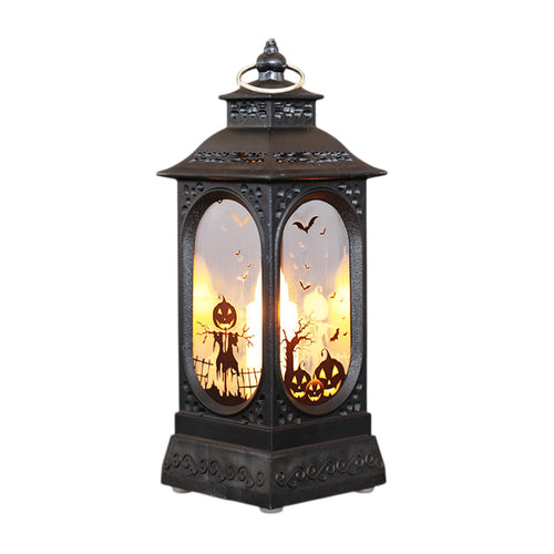 Black Halloween Mini LED Lantern Table Centerpiece 5.1 Inch for Indoor Decor, 2 Inch, 5 cm