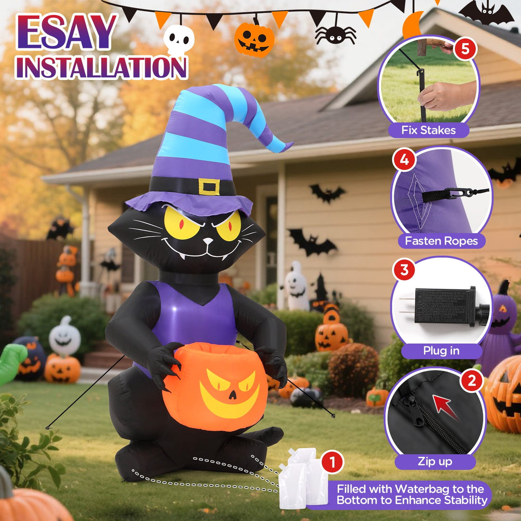Toiyjofe 8ft Giant Halloween Inflatable Grim Reaper Tree with Pumpkins & LED Lights, Outdoor Skeleton Yard Decoration for Lawn & Haunted House