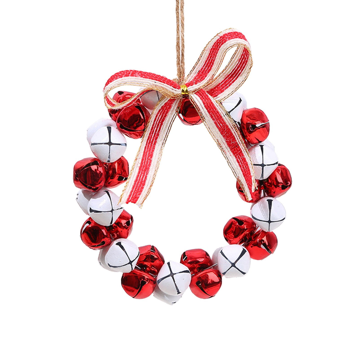 Christmas Bell Wreath Xmas Bell Garland with Bow Front Door Wreath Festival Hanging Ornament for Party Table Fireplaces Porch Walls New Years Halloween Home Decor