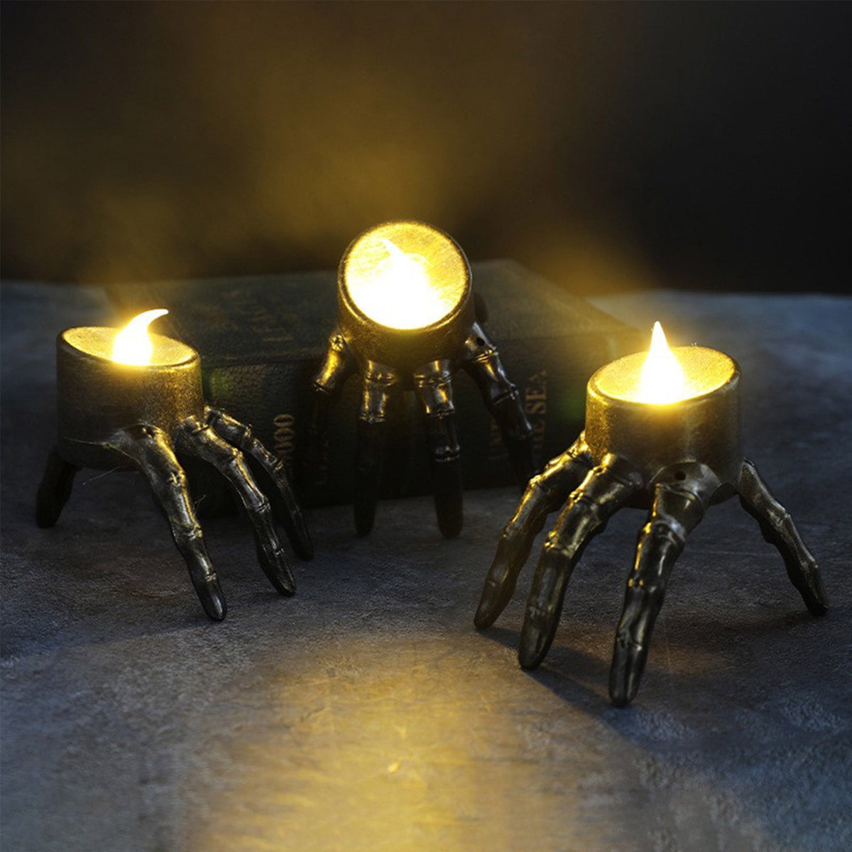 Halloween Spooky Skeleton Hand Candle Flameless Candle Lamp Scary Spooky Candle Halloween Decoration Lights