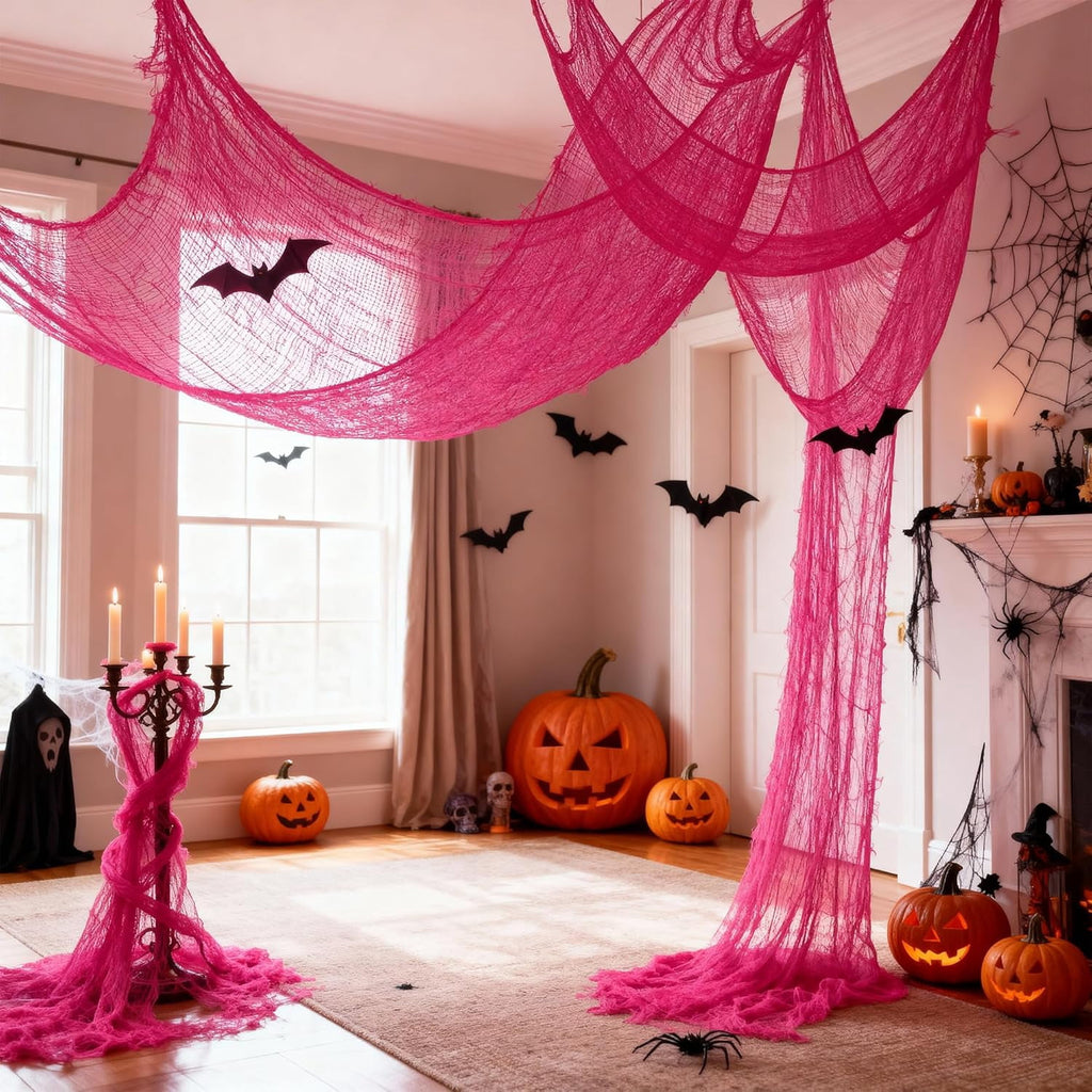 CQHVKQ 5 Pack of Halloween Creepy Gauze Cloth Decoration Set, Indoor Outdoor Black Scary Halloween Gauze Tapestry Decor, Spooky Decorations for Home, Yard, Haunted House & Party Supplies, 72" x 30"